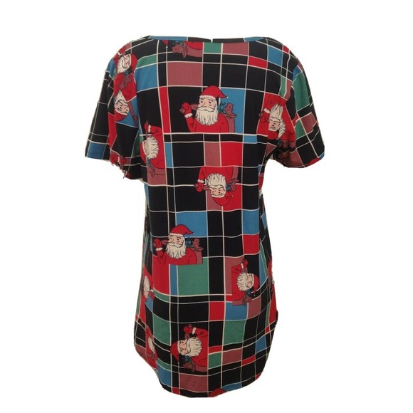 LulaRoe NEW Women's Classic T-shirt Size L Short Sleeve Santa Grid Pattern - Picture 2 of 6